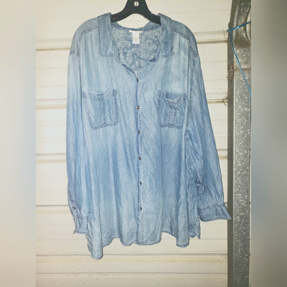 Plus Size 4X Catherines denim Shirt blouse top